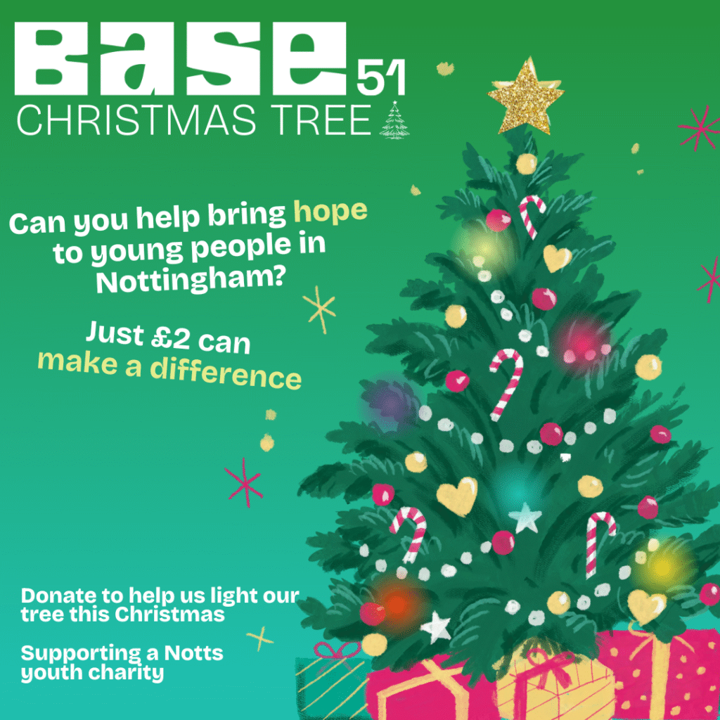 Christmas tree with lights on